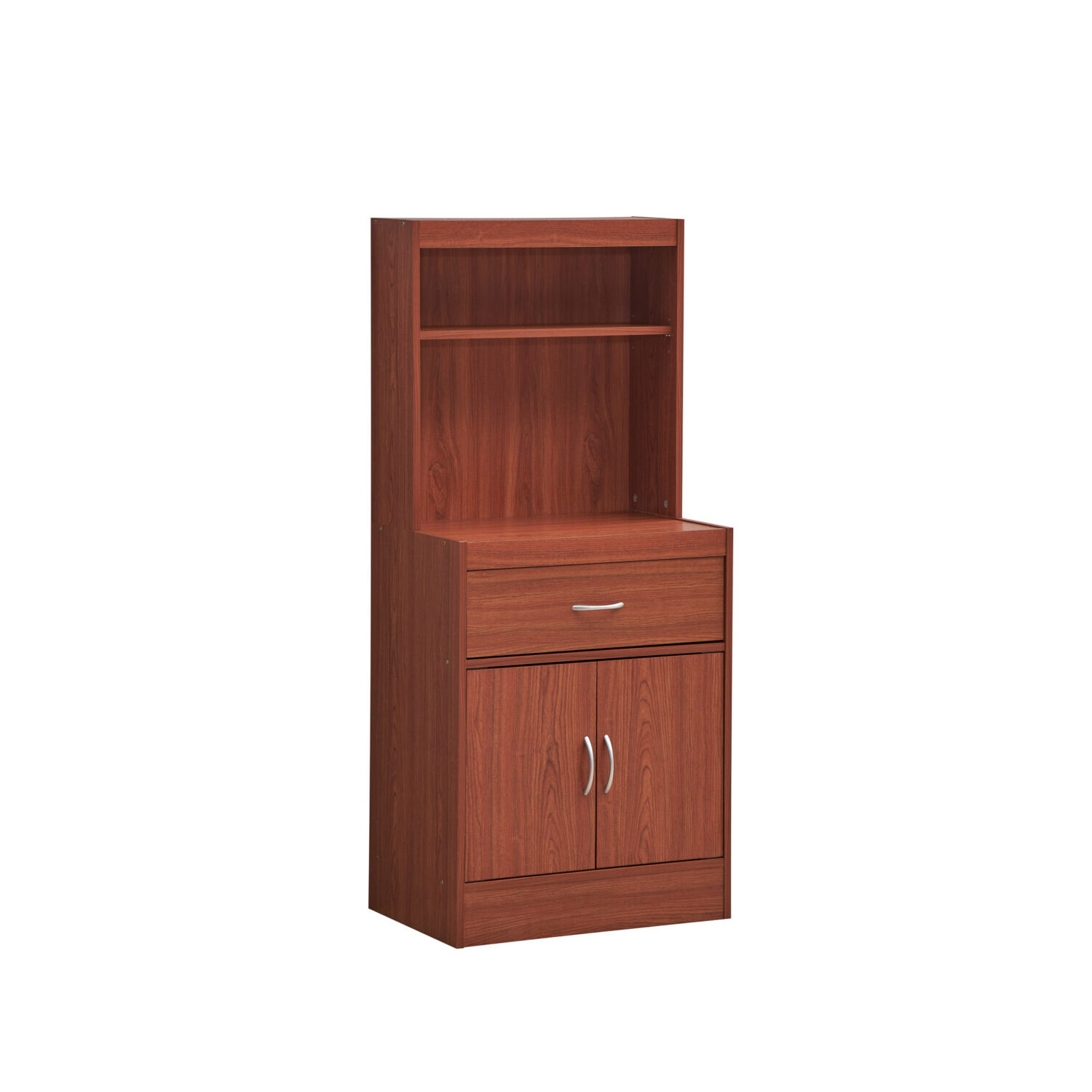 Hodedah 54" Tall Open Shelves, 1-Drawer and Bottom Enclosed 