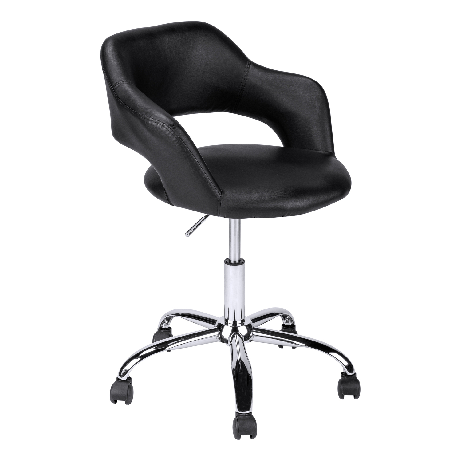 Office Chair Adjustable Height Swivel Ergonomic Desk Chair Metal Look Chrome Contemporary Modern