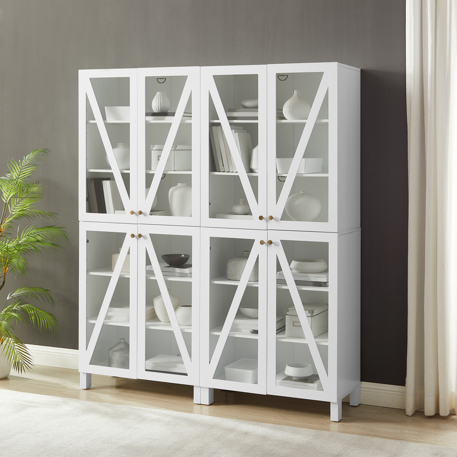 Tall Pantry Storage Cabinet - Modern Farmhouse Kitchen Organizer - Adjustable Shelves - White Finish - 16x60x72 Inch Set