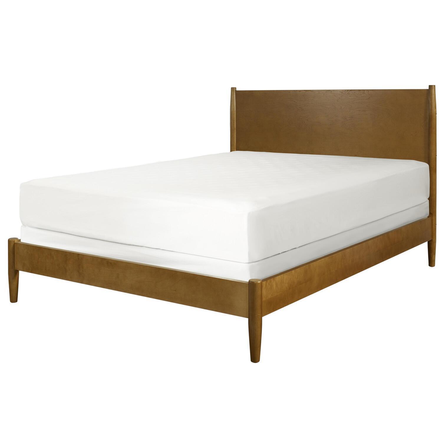 Rustic Ranch Queen Bed|Low Profile Platform Bed with Headboard|Modern Wood Bed Frame