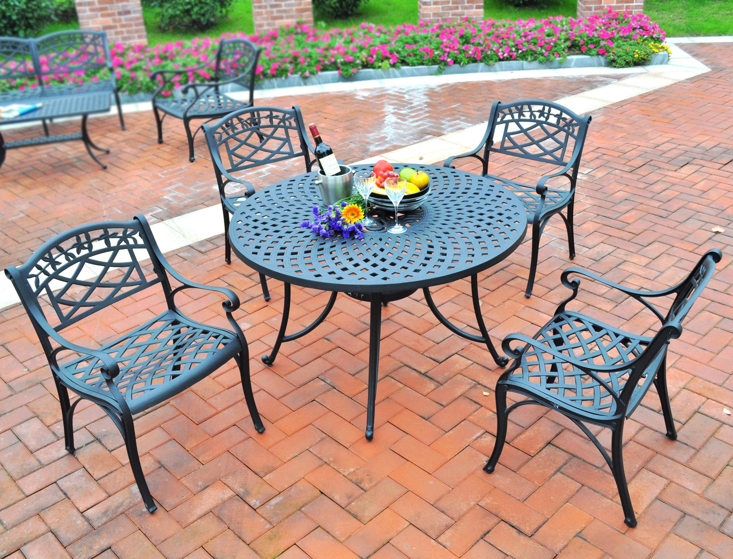 Crosley Sedona 42 Five Piece Cast Aluminum Outdoor Dining Set With Crosley Sedona 42 Five Piece Cast Aluminum Outdoor Dining Set With Arm Chairs