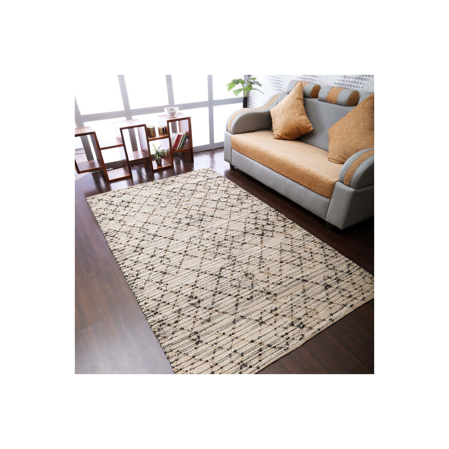 Hand Woven Jute 6'x9' Area Rug Contemporary Light Brown