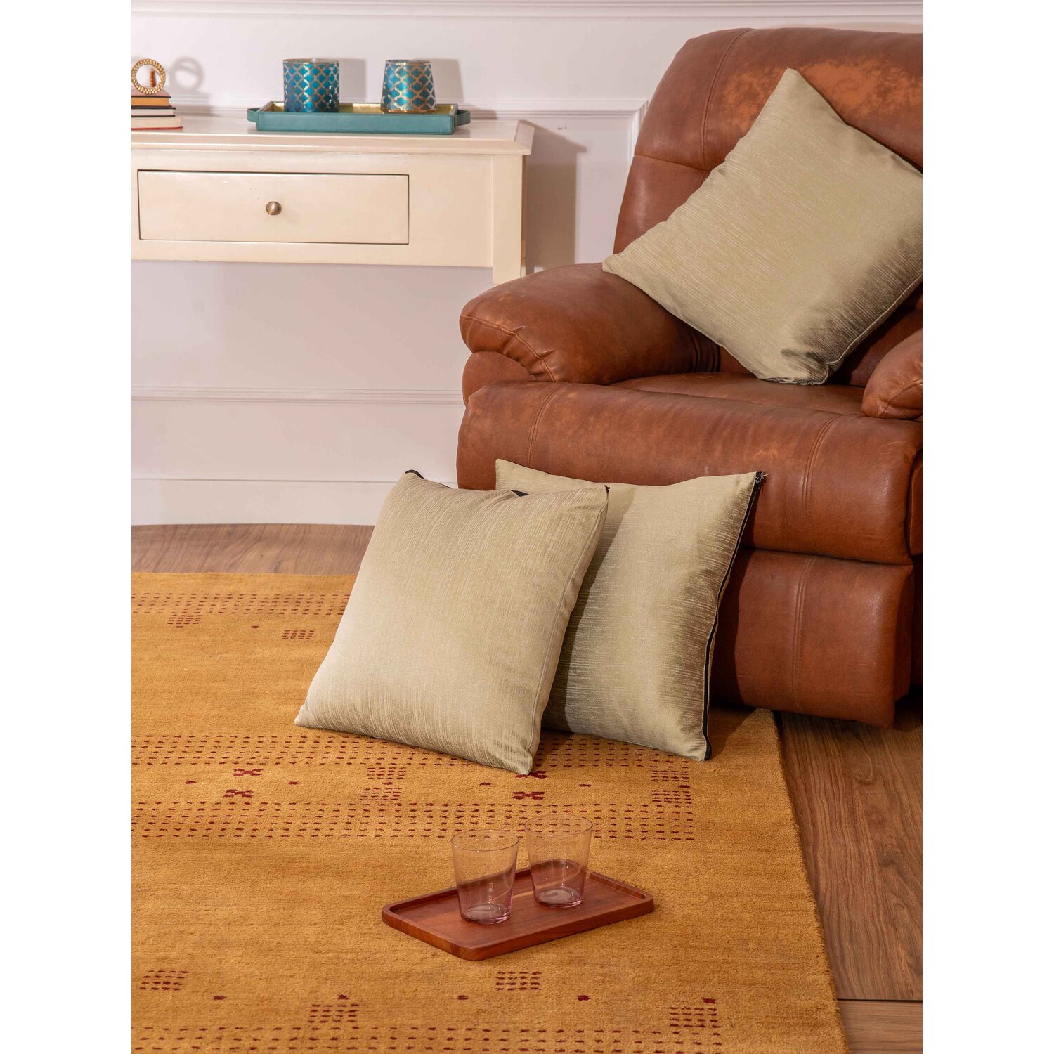 Decorative Cushion Covers, 360 GSM Poly Cotton Jacquard Fabric, Plain Solid Textured, Light Green, 20