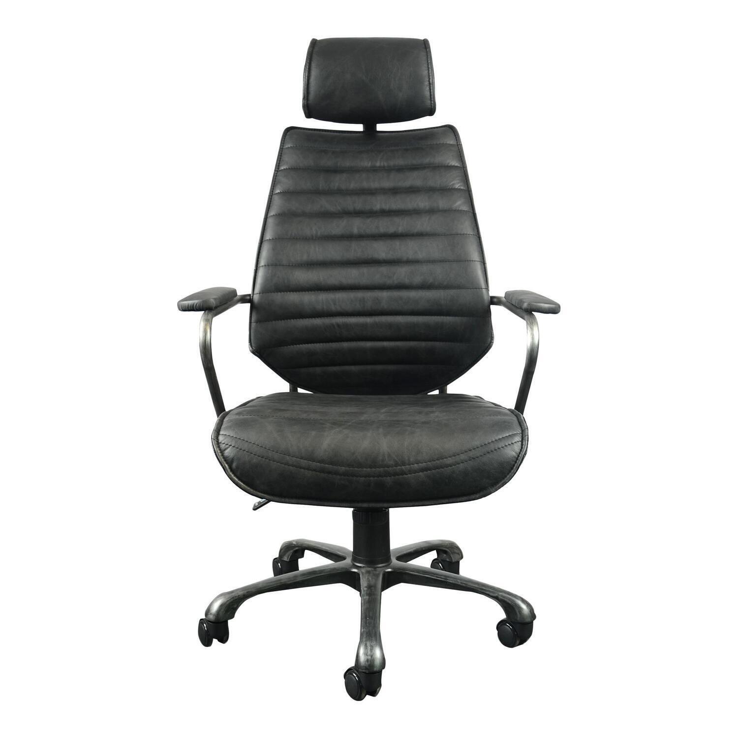 Office Chair Black Leather Ergonomic Desk Chair Modern Comfort Support