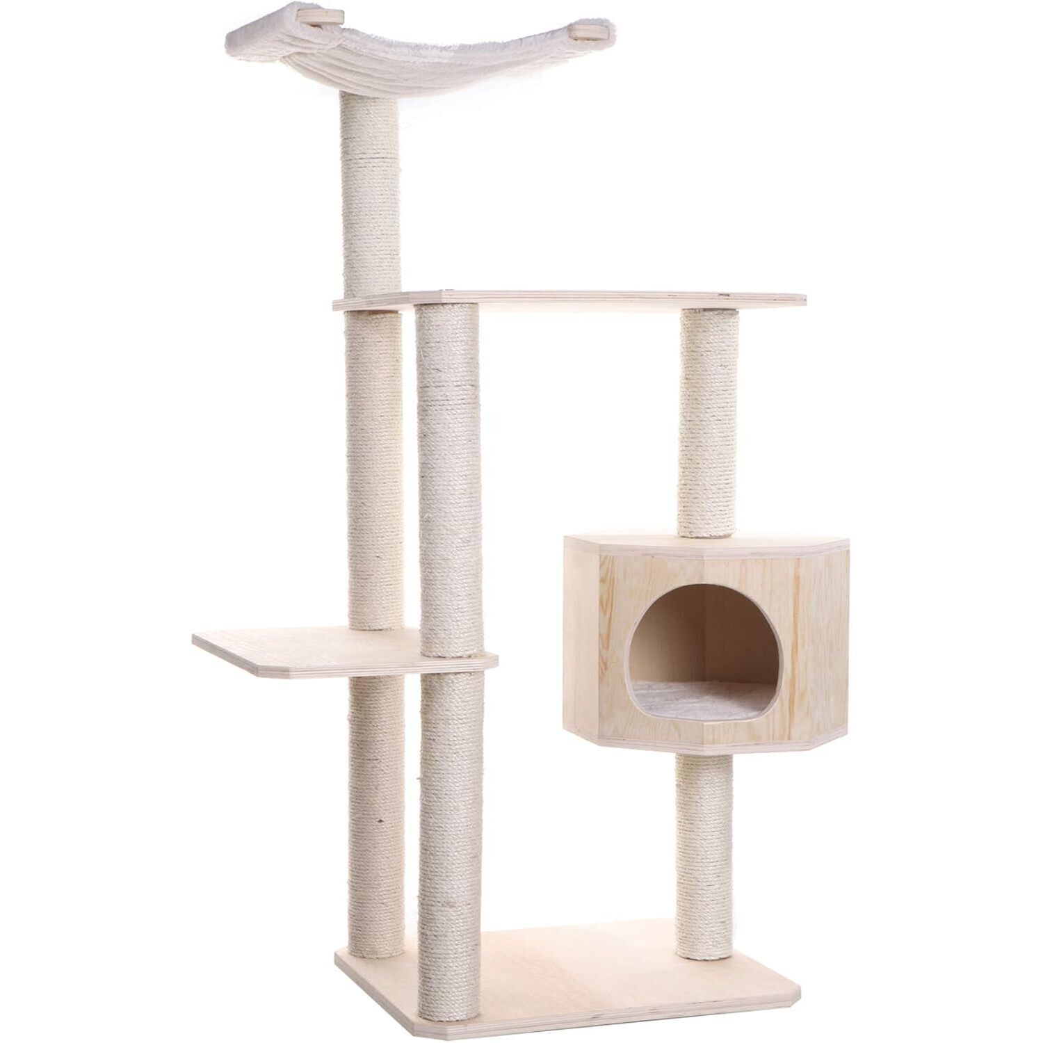 Cat Tree 54 Inch - Scots Pine Indoor Tree with Condo & Perch - Multi-Level Play & Relaxation for Cats