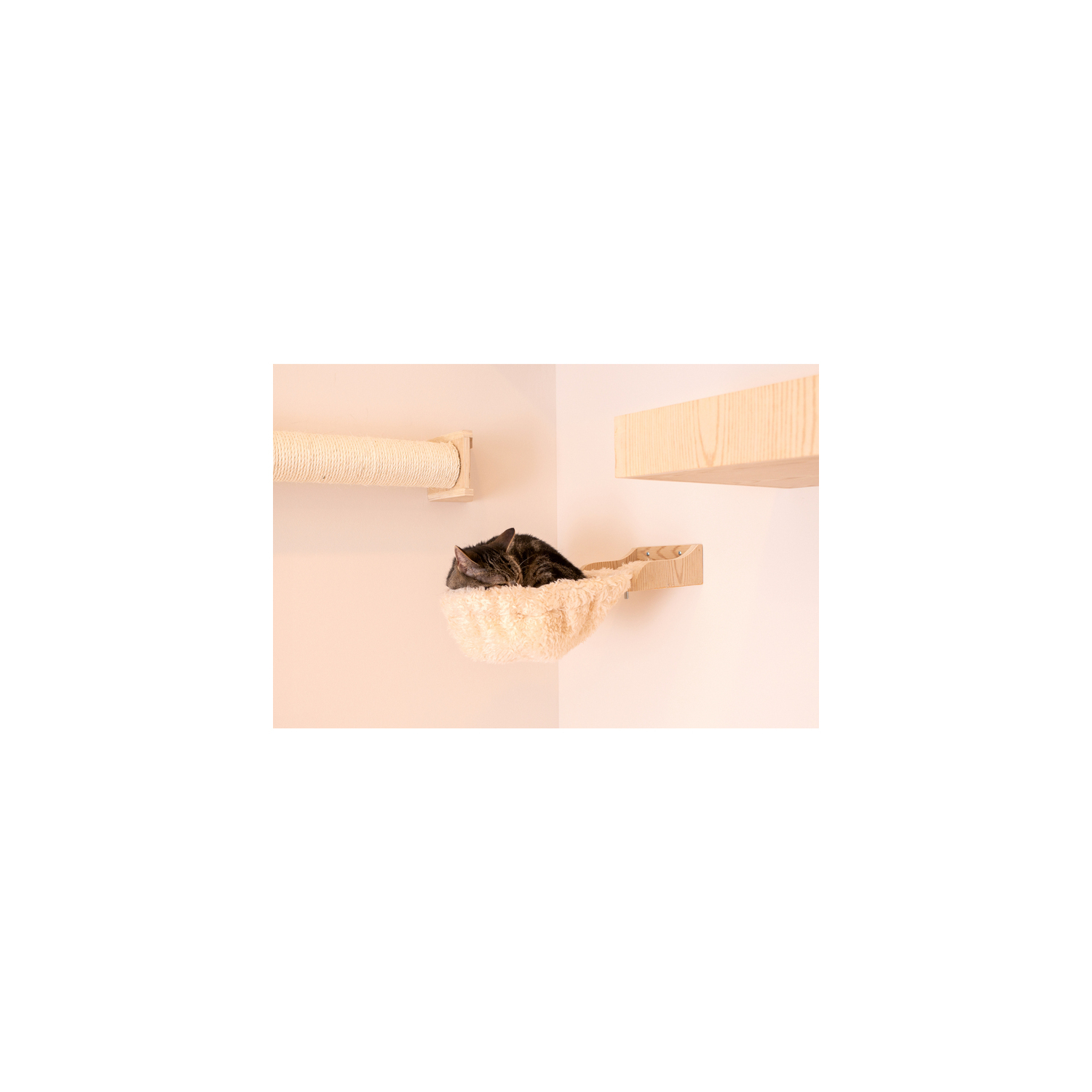 Wall Cat Tree - Condo & Perch - Solid Poplar Wood - 14