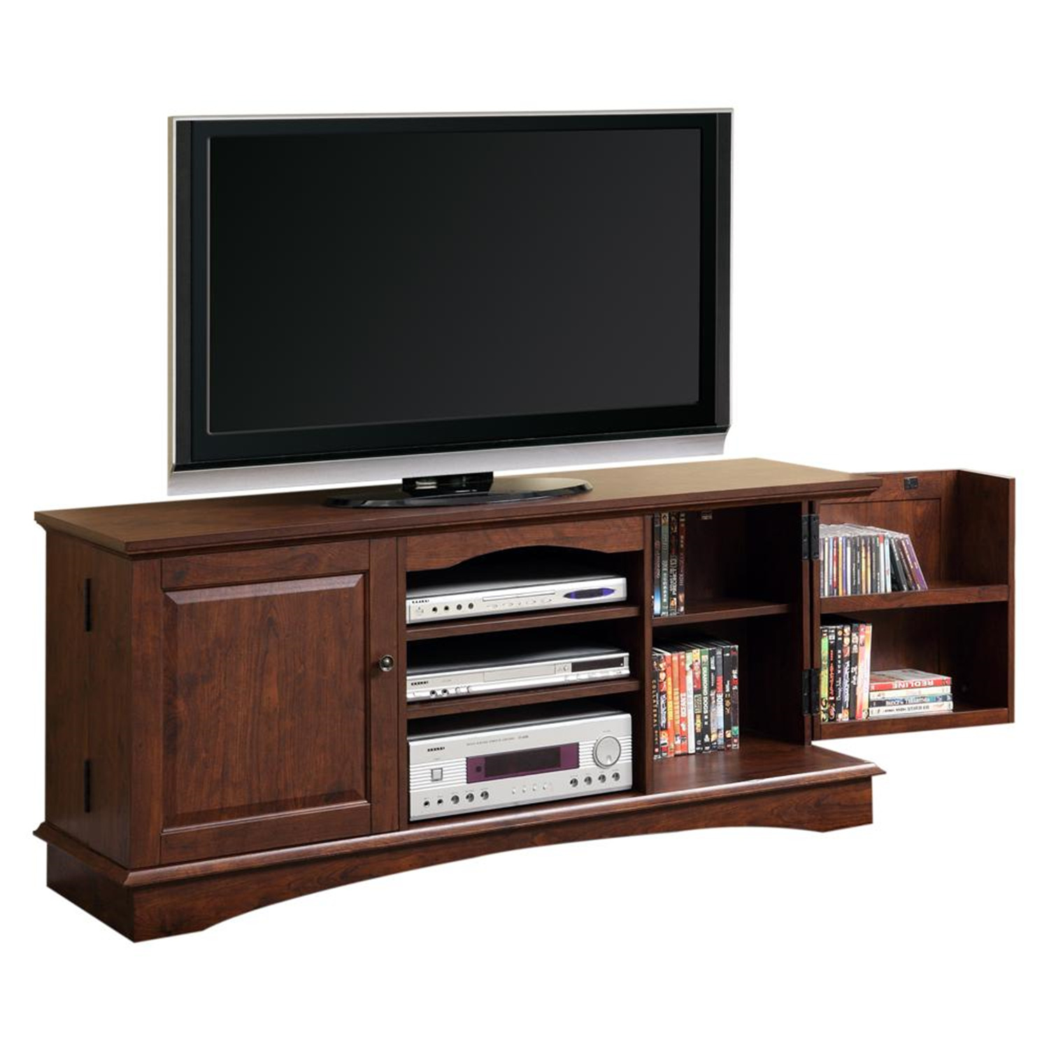 60" Media Storage Wood TV Console Traditional Brown