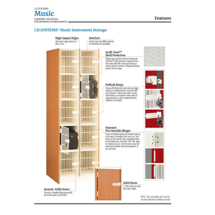 ID Systems 15 Section Open Band Instrument Storage 27"W x 84"H x 29"D image - 1