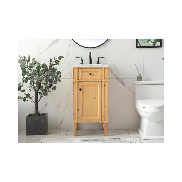 Elegant Decor 18 inch single bathroom vanity in natural wood image - 1