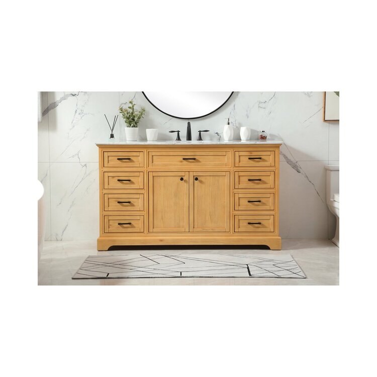 Elegant Decor 60 inch single bathroom vanity in natural wood image - 1