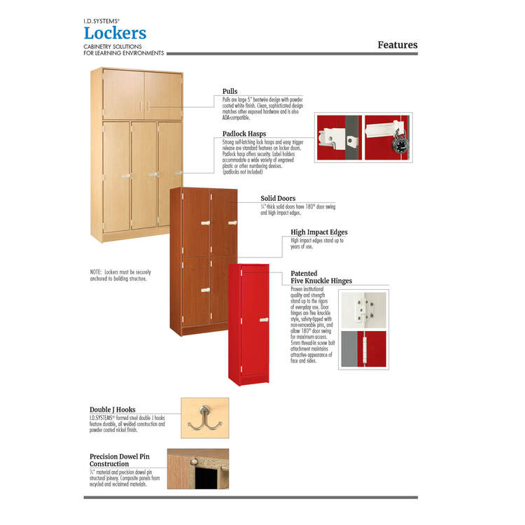 ID Systems 84" High Triple Locker Storage with Upper & LowerSecured Storage-45" D x 18" W x 84" H image - 1