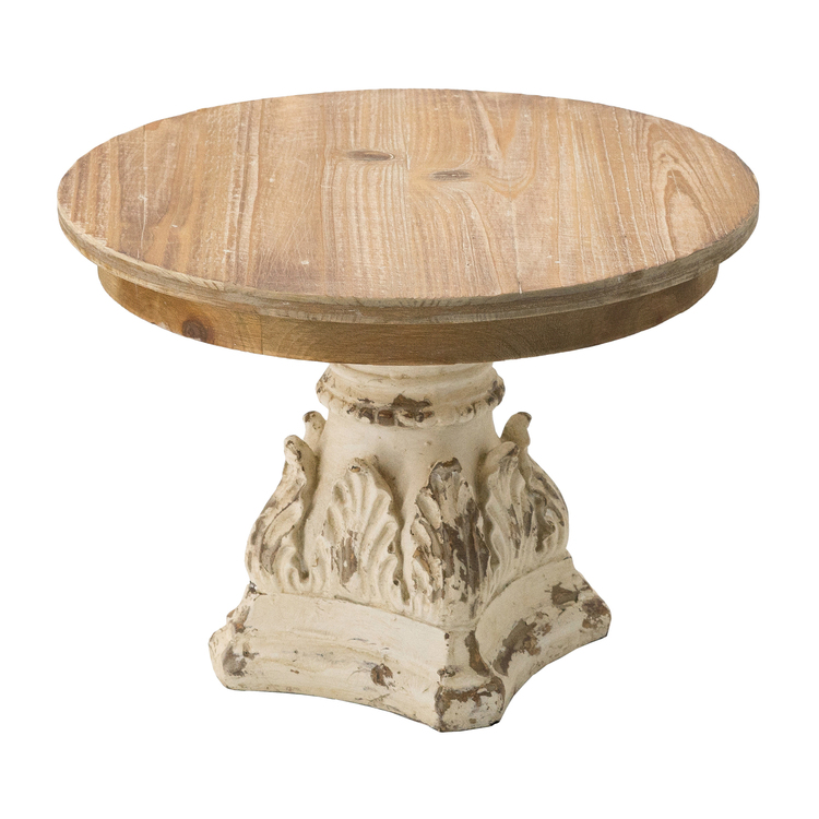 A&B Home Wooden Table Top Plate Stand - 11" - Natural, Distressed Cream Finish image - 1