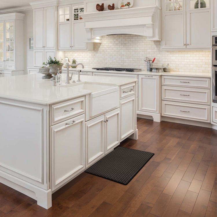 Achim Woven-Embossed Faux-Leather Anti-Fatigue Mat - 20in x 39in - Black image - 1