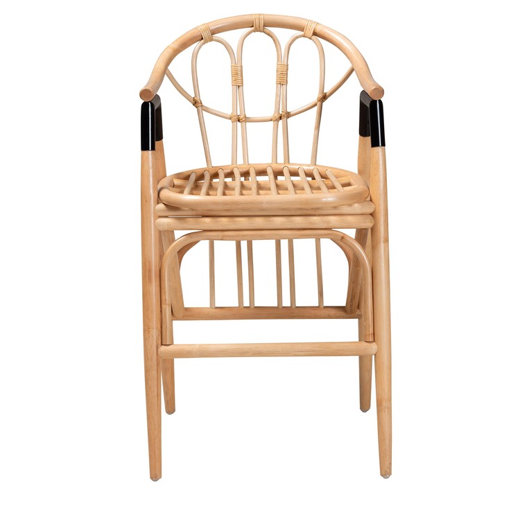 bali & pari Cyntia Modern Bohemian Natural Brown Rattan Counter Stool image - 1