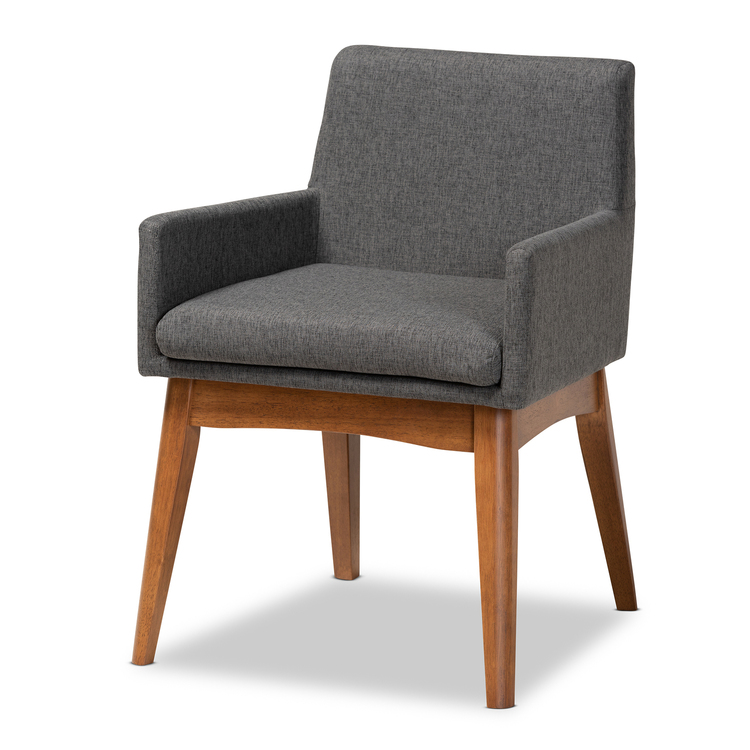 Baxton Studio Dorina Mid-Century Modern Dark Grey Fabric Upholstered and Walnut Brown Finished Wood 5-Piece Dining Set image - 1