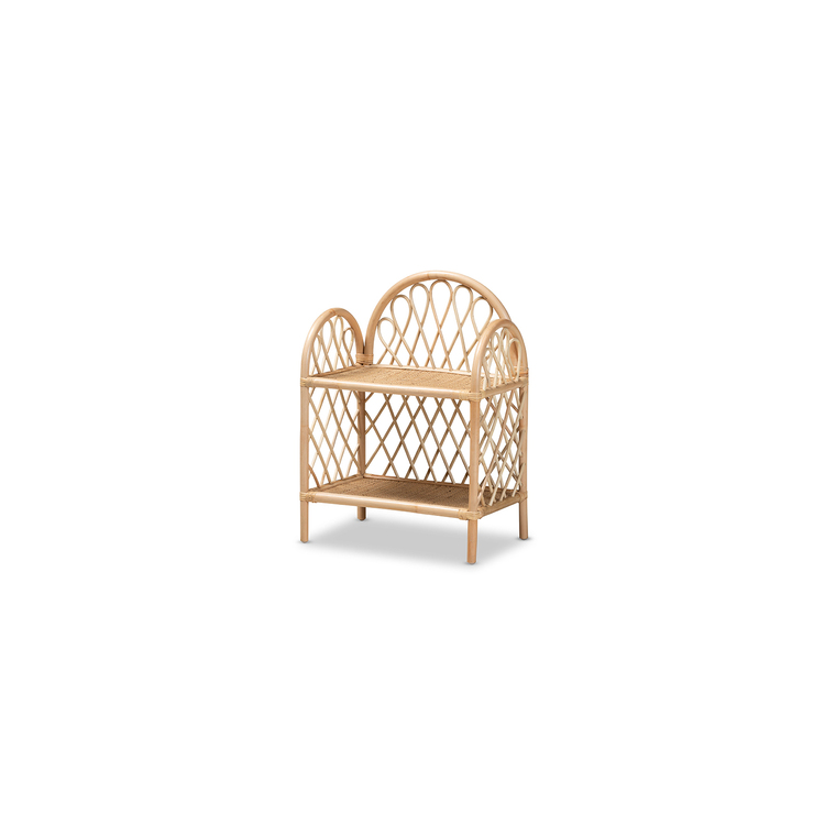 Baxton Studio Hammond Modern Bohemian Natural Brown Rattan 2-Tier Display Shelf image - 1
