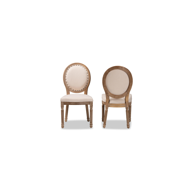 Traditional French Inspired Beige Upholstered Dining Chair Set image - 1