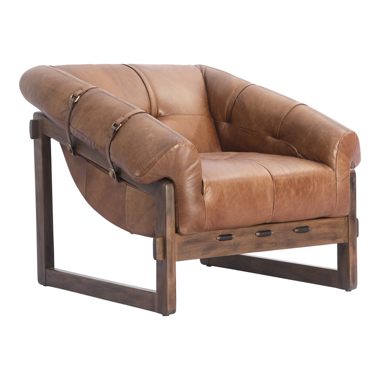 BELLOS ACCENT CHAIR OPEN ROAD BROWN LEATHER image - 1