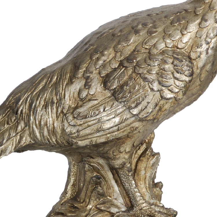 Benjara 20 Inch Bird Sculpture Decor, Perched Pheasant, Antique Gold Resin image - 1