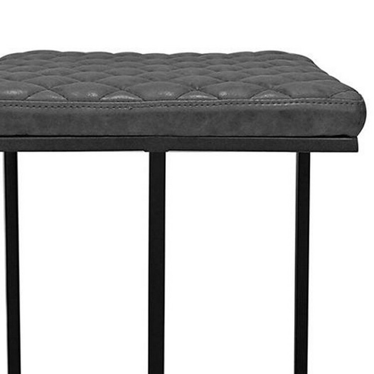 Benjara 27 Inch Bar Stool, Set of 2, Tufted Seat, Black Faux Leather Upholstery image - 1