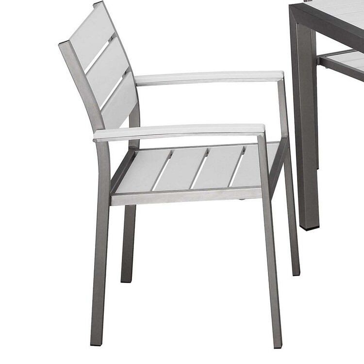 Silver Plank Outdoor Dining Set for 6 People with Comfortable Seating image - 1