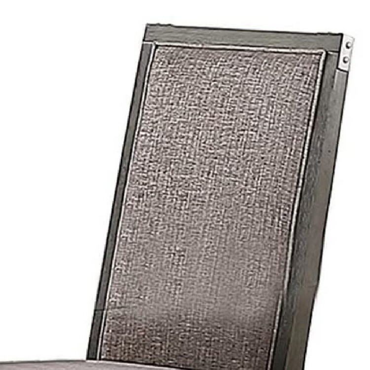 Benjara Kumi 25 Inch Set of 2 Wood Dining Chairs with Slatted Cushioned Backs, Gray image - 1