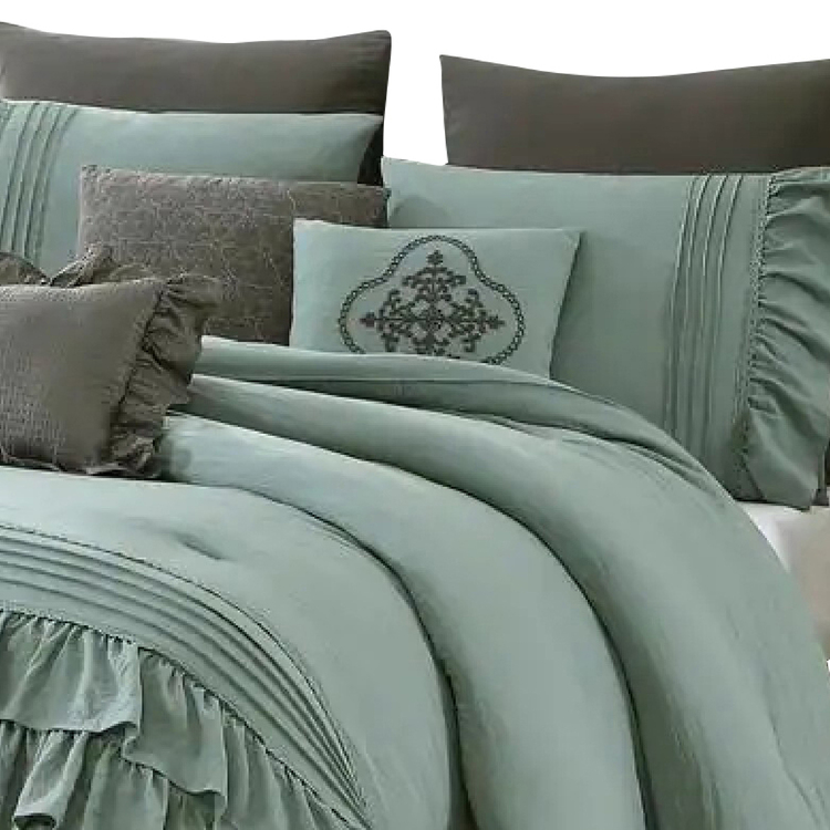 Benjara Tyler 8 Piece Ruffled King Size Comforter Set, The Urban Port ...