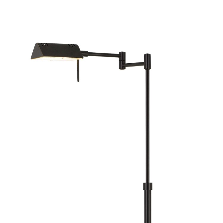 Benjara 10W LED Adjustable Metal Floor Lamp with Swing Arm, Chrome image - 1