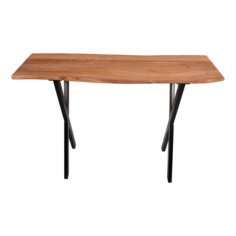 The Urban Port Byron 47 Inch Handcrafted Live Edge Acacia Wood Sofa Console Table, Metal Legs, Brown and Black image - 1