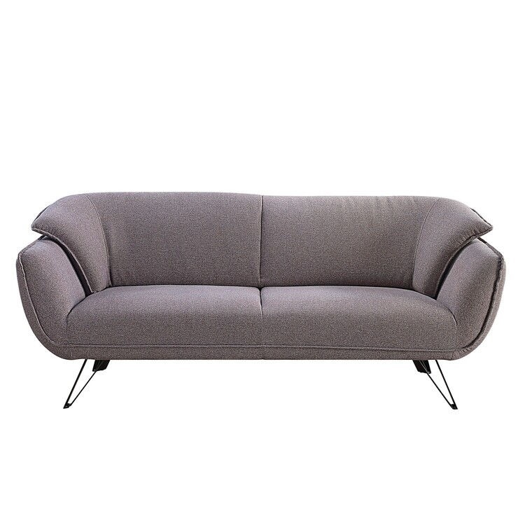 Benjara Sofa with Slight Flared Arms and Angled Metal Legs, Gray image - 1