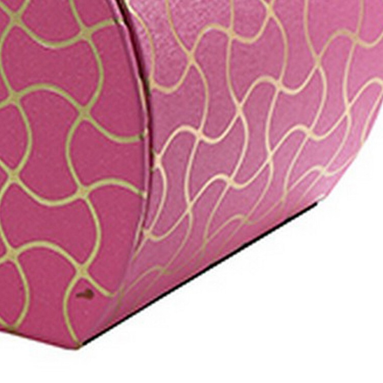 Benjara Travel Jewelry Case with 2 Drawer Storage and Wavy Textured Pattern, Pink image - 1