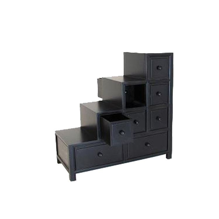 Benjara Wooden Frame Reversible Step Chest with 8 Drawers, Antique ...