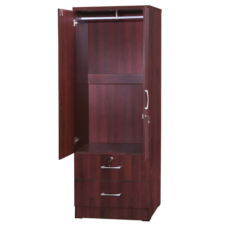 Better Home Products Grace Armoire Wardrobe with Mirror & Drawers in Mahogany image - 1