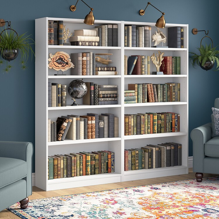 Bush Furniture Universal Tall 5 Shelf Bookcase - Set of 2 image - 1