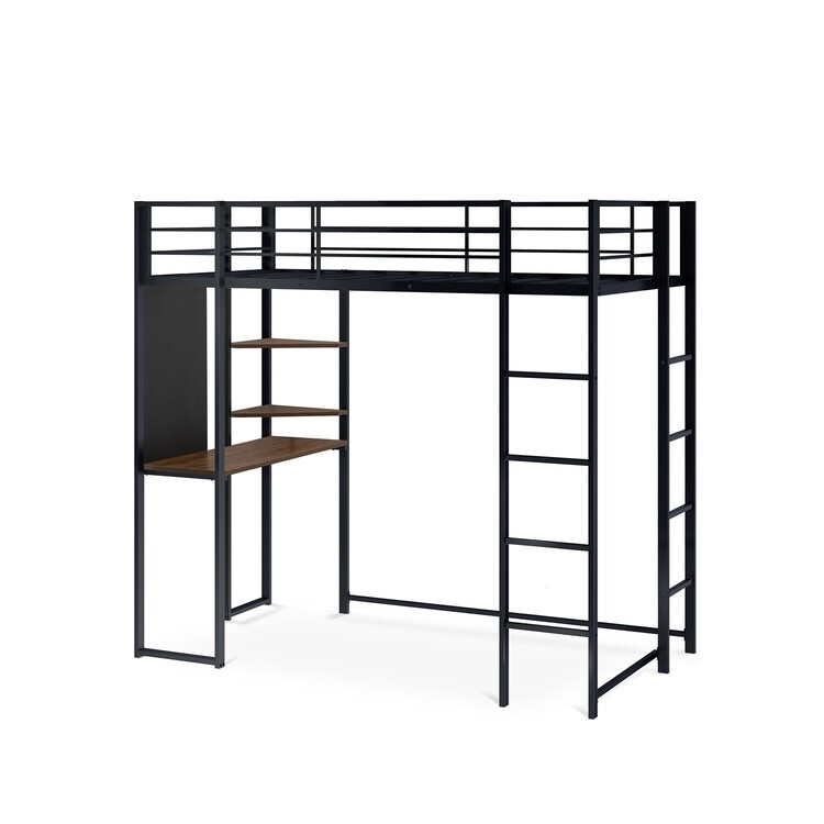 BUTLBLK Buckland Twin Loft Bed in powder coating black color image - 1