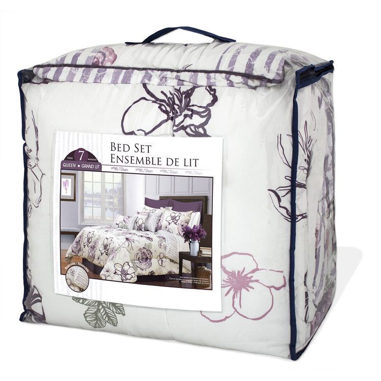 Modern Computer Desk Set 7PC Q Angelica Purple Comforter - DOTCOM Specialty Line image - 1