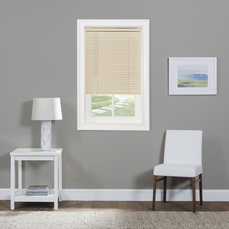 Cordless GII Morningstar 1" Light Filtering Mini Blind 26x64 - Grey image - 1