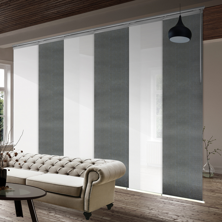 Domovina 6 Panel Track Vertical Blinds, Adjustable 70-130"W x 91.4"H - Kalyna/Else image - 1
