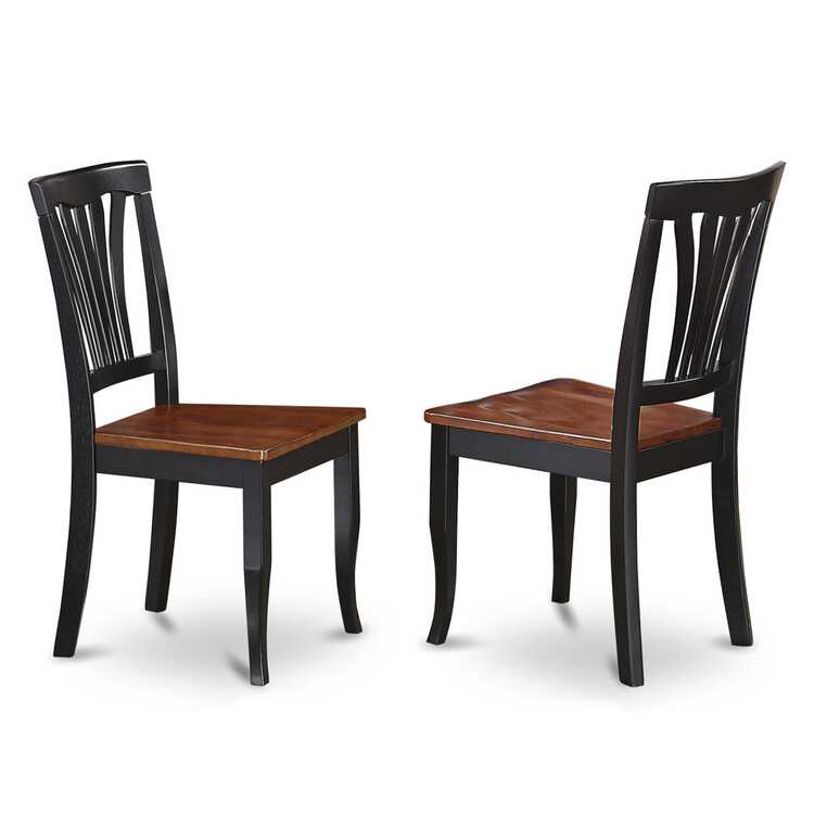 East West Furniture AMAV3-BCH-W 3-Piece Table Set Contains a Kitchen Table and 2 Modern Dining Chairs with Slatted Back - Black Finish image - 1