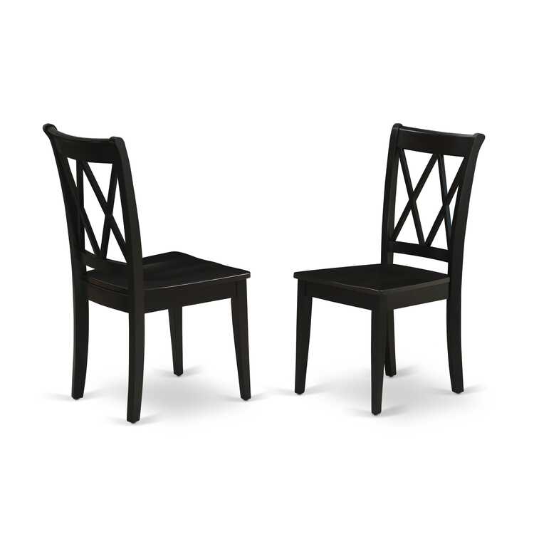Wooden Dining Set Black Finish Table Chairs Double X Back image - 1