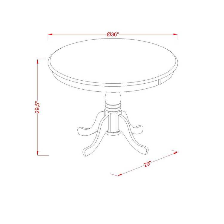 East West Furniture AMT-LBL-TP Antique Modern Kitchen Table - a Round Dining Table Top with Pedestal Base, 36x36 Inch, Multi-Color image - 1