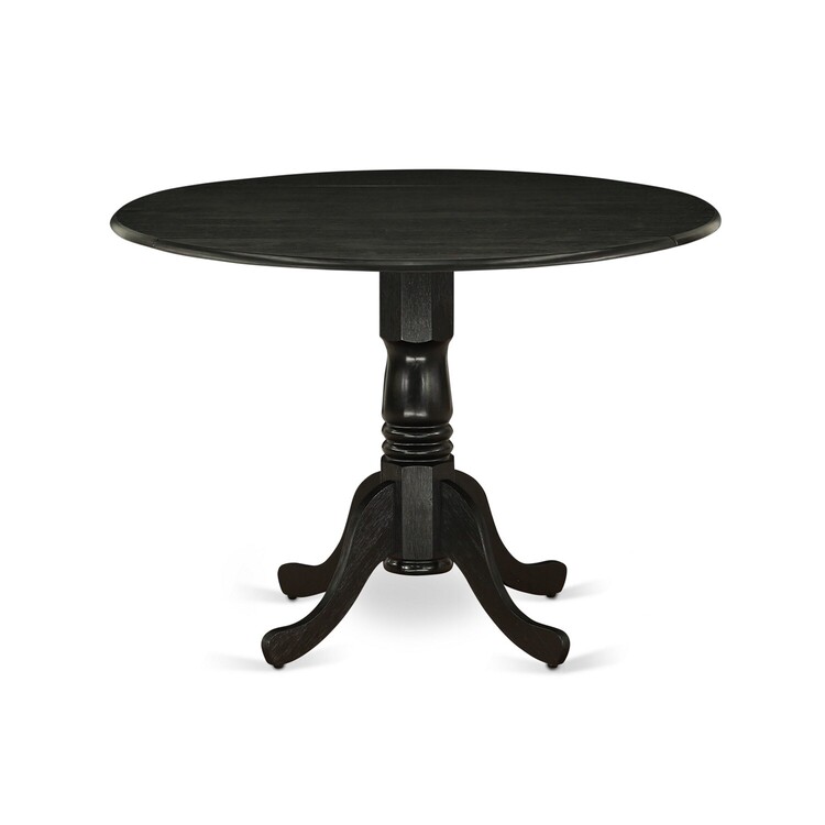 5-Piece Modern Dining Set Drop Leaf Table Linen Chairs Black Finish image - 1