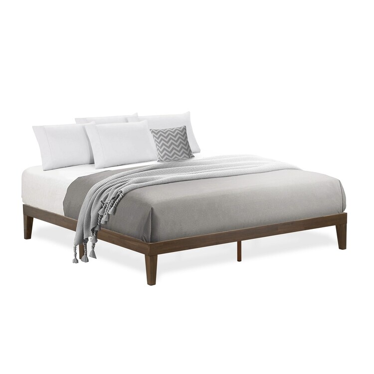 East West Furniture DNP-22-K King Size Platform Bed with 4 Solid Wood Legs and 2 Extra Center Legs - Walnut Finish image - 1