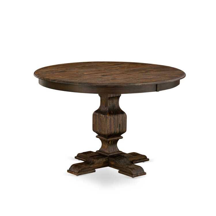 Dining Table Set Dark Khaki Linen Fabric image - 1