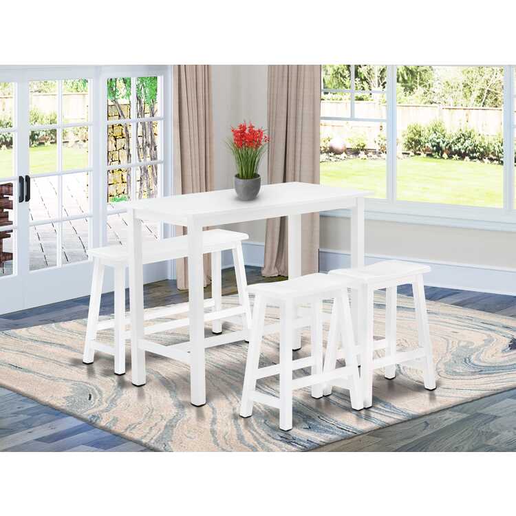 Modern Dining Set - Table, Stools & Bench - White image - 1