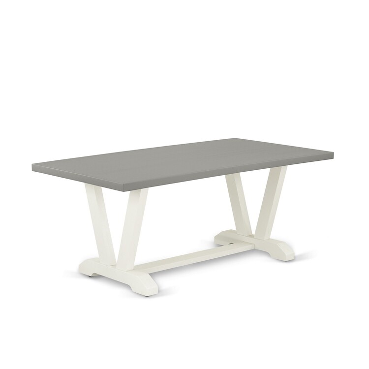 Modern Rectangular Dining Table 6-Pc Dinette Set Linen White Finish image - 1
