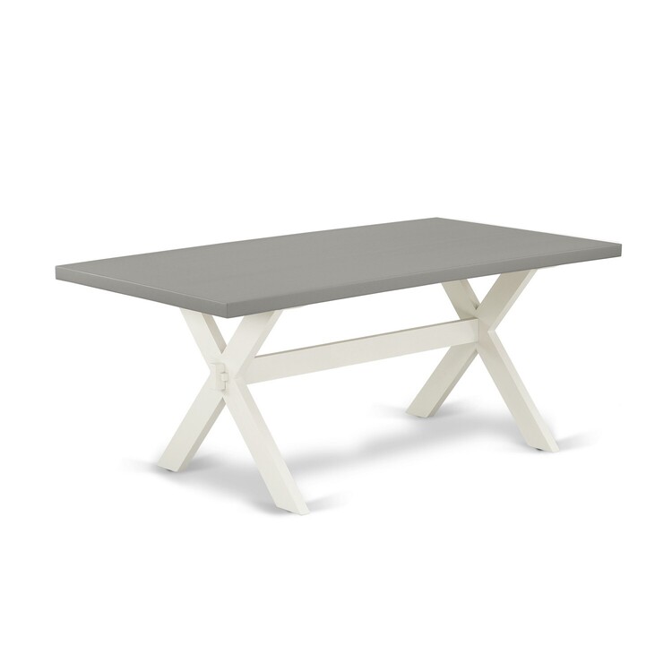 East West Furniture X097LA206-6 6 Piece Modern Dining Table Set Contains a Rectangle Wooden Table with X-Legs and 4 Shitake Linen Fabric Parson Chairs with a Bench, 40x72 Inch, Multi-Color image - 1