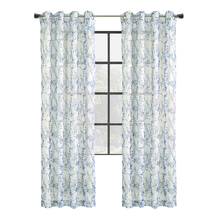 Habitat Jenny Grommet Curtain Panel Window Dressing 52 x 84 in Indigo image - 1