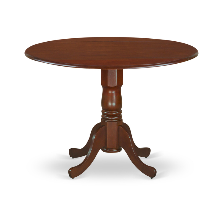 Round Dining Table Set - 3 Piece Wood Table & Chairs - Kitchen Dinette Set - Beige Linen Fabric image - 1