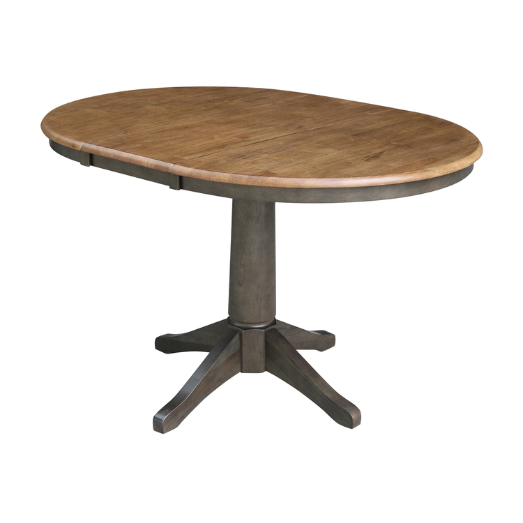 International Concepts 36" Round Extension Dining Table with Leaf and 4 Madrid Ladderback Chairs - 5 Piece Dining Set image - 1